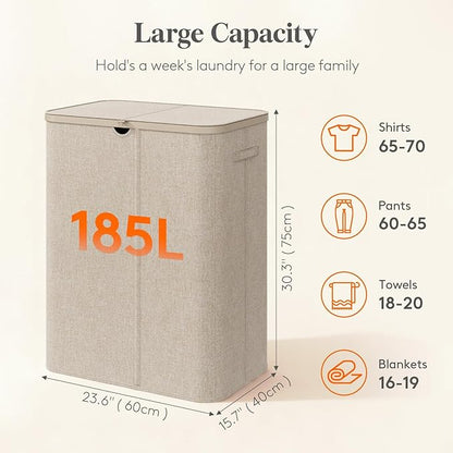 Lifewit 185L 3 Section Laundry Hamper - Image 2