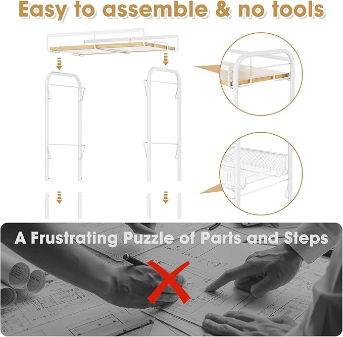 TOOLF 4-Tier Rolling Cart, Metal Utility Cart, Slide Out Storage Cart - Image 6