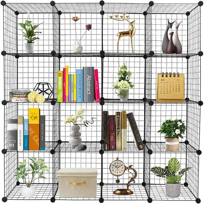 Wire Cube Storage, 16-Cube Organizer Metal, Wire C Grids Storage, Storage Bins by Volowoo