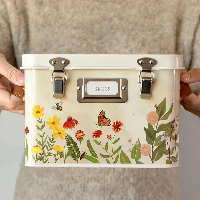 1Canoe2 Wildflower Botanicals Tin Seed Organizer Storage Box, Garden Seed - Image 5