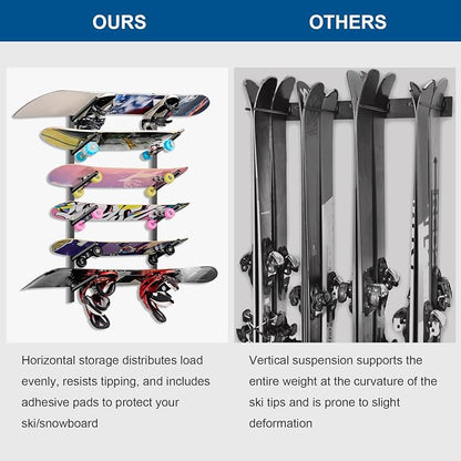 Skateboard Rack Wall Mount – Skateboard Wall Hanger, Snowboard Display Wall - Image 3