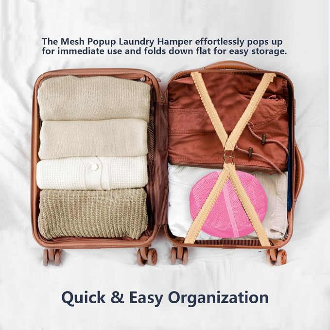 Pop Up Laundry Hamper, Mesh Laundry Basket Collapsible, Foldable Hamper - Image 4