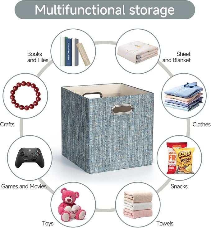 Posprica Storage Basket Bins, 11×11×11 Foldable Storage Cube Boxes Fabric Drawer - Image 6