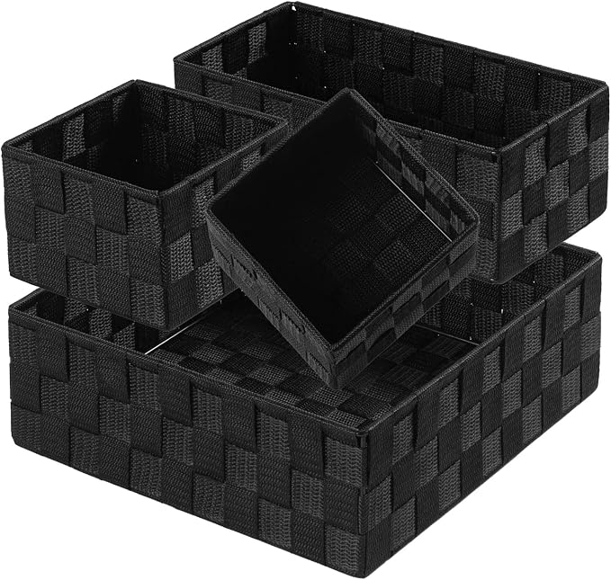 Posprica Small Black Baskets Cube Bin Container Tote, Woven Storage Baskets - Image 9