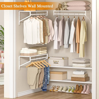 ThreeHio 3 Pack Closet Shelves Wall Mounted, 2.7 ft x 11.8in Wire Closet Shelf - Image 2
