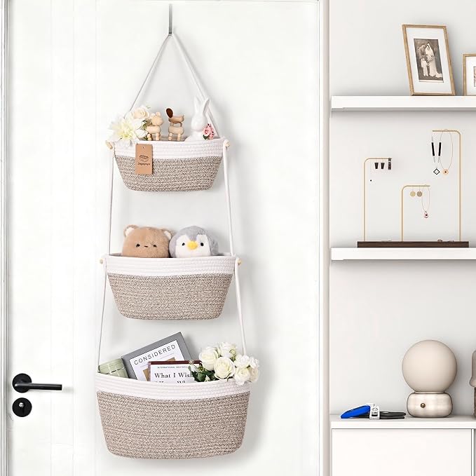 Hanging Basket, 3-Tier Woven Wall Basket - Image 3