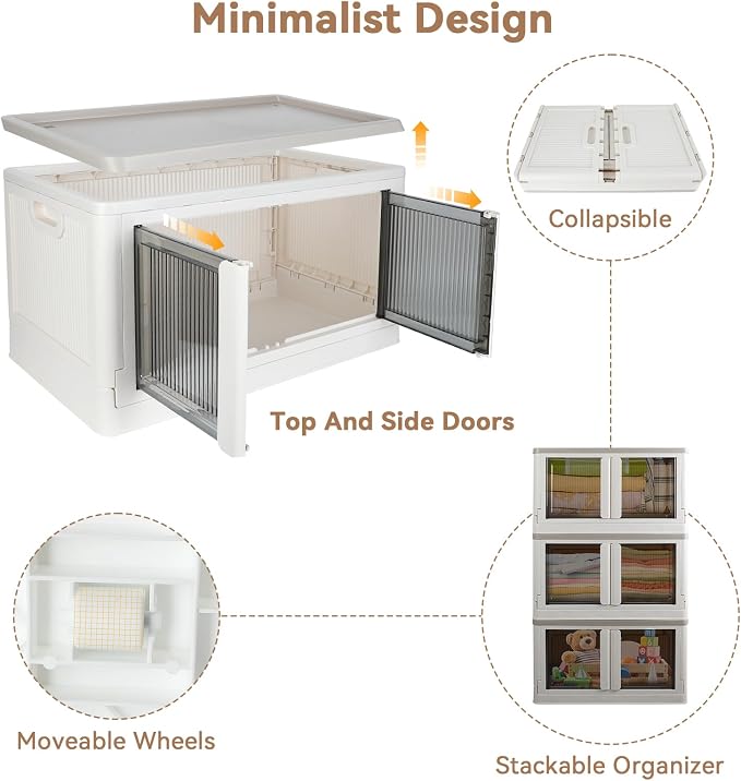 Storage Cabinet with Lids, Foldable Box, 8.4 Gallon, With Double Door and Buckle - Image 3