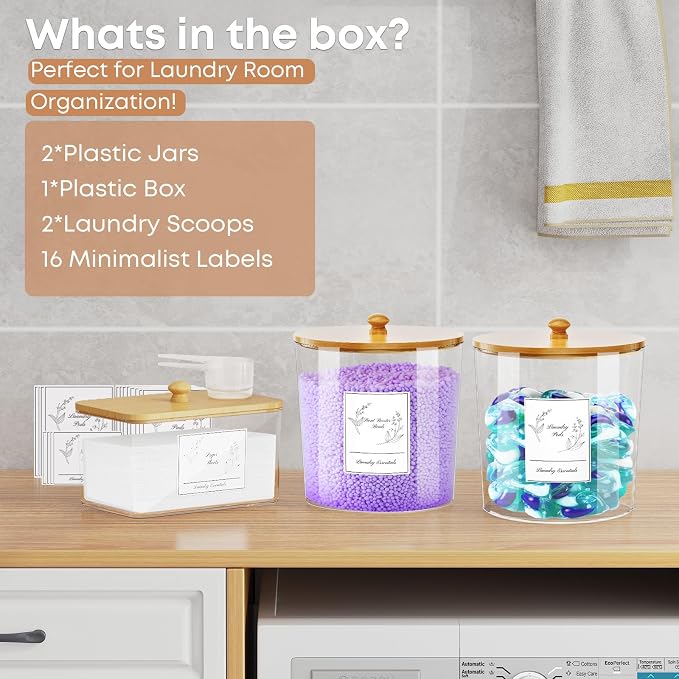 3 Pack Laundry Powder Container & Dryer Sheet Holder, Large Plastic Laundry - Image 7