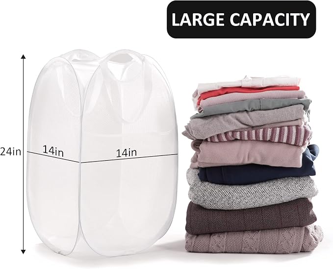 TECHMILLY Collapsible Mesh Pop Up Laundry Hamper - Image 4