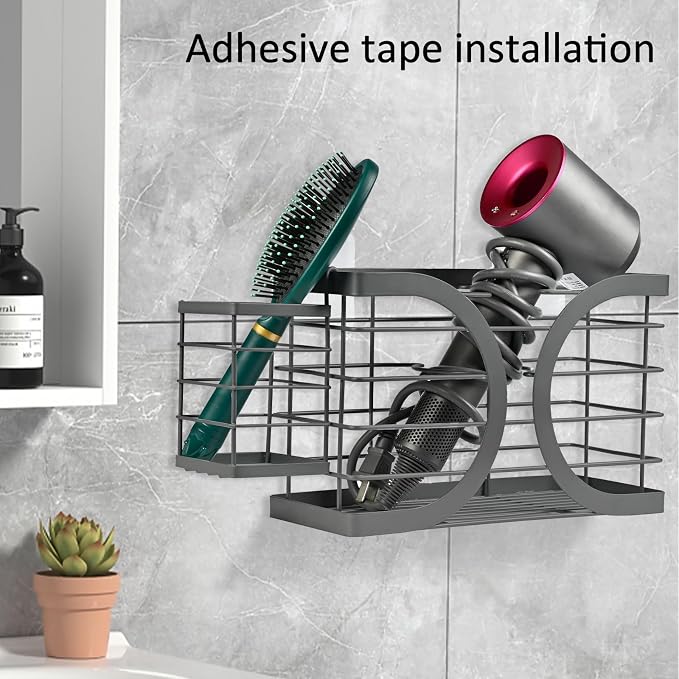 Elegant Black Wall Mounted Hair Dryer Holder - Image 3
