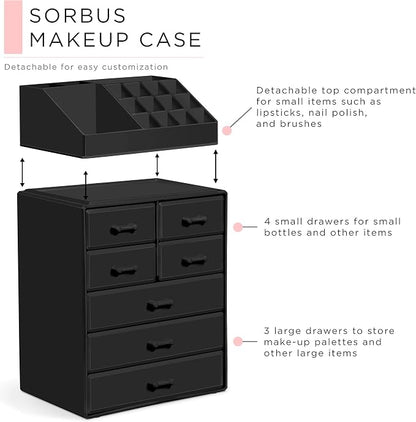 Sorbus Makeup Organizer, Brush Holder and Make Up Storage Drawers - Image 4