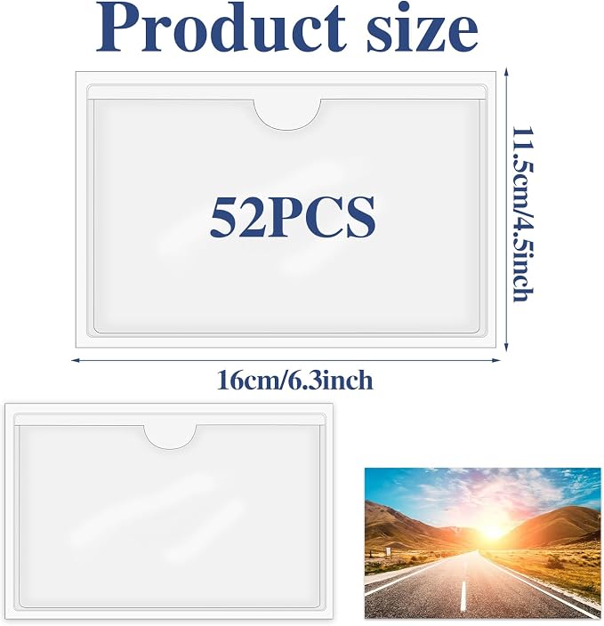 52 Pcs 4" x 6" Self Adhesive Index Card Pockets Label Pockets - Image 2