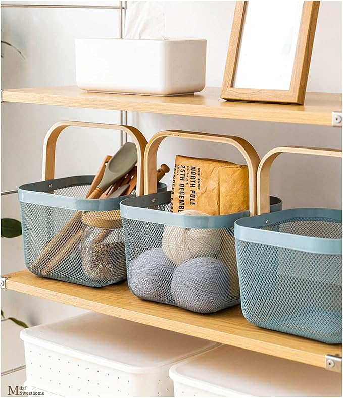 AJIODA Metal Mesh Steel Basket, Storage Organizer Basket Multi-functional - Image 8