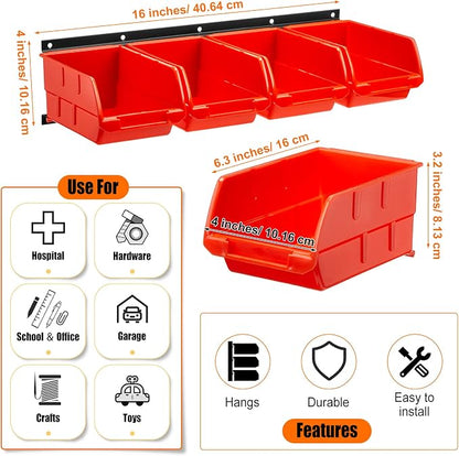 Maitys Wall Mounted Storage Bins Plastic Hanging Stackable Storage Parts Garage - Image 2
