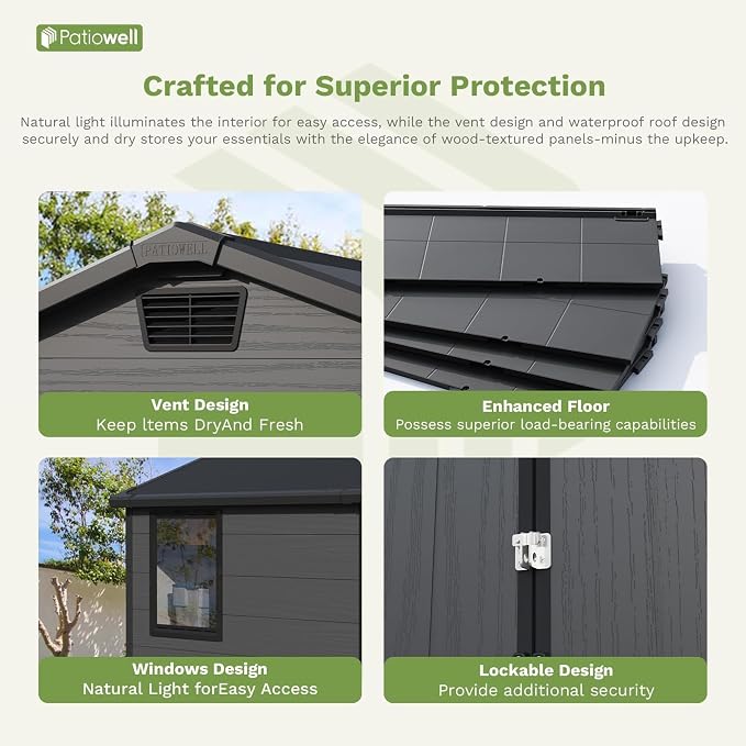 Patiowell 6X4 FT Plastic Outdoor Storage Shed - Image 4