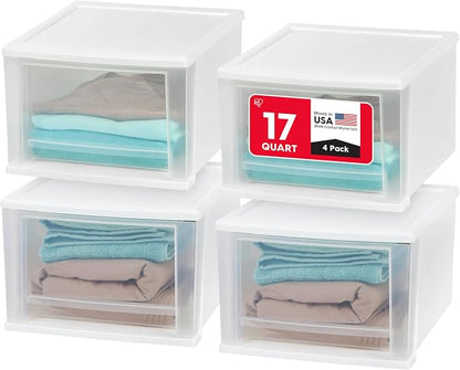 IRIS USA 17 Qt. Medium Plastic Stacking Drawer, Stackable Storage Organizer Unit by IRISUSA