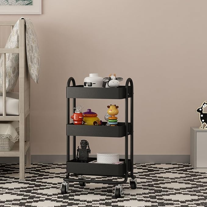 Metal Rolling Cart, 3-Tier Metal Rolling Cart - Image 8