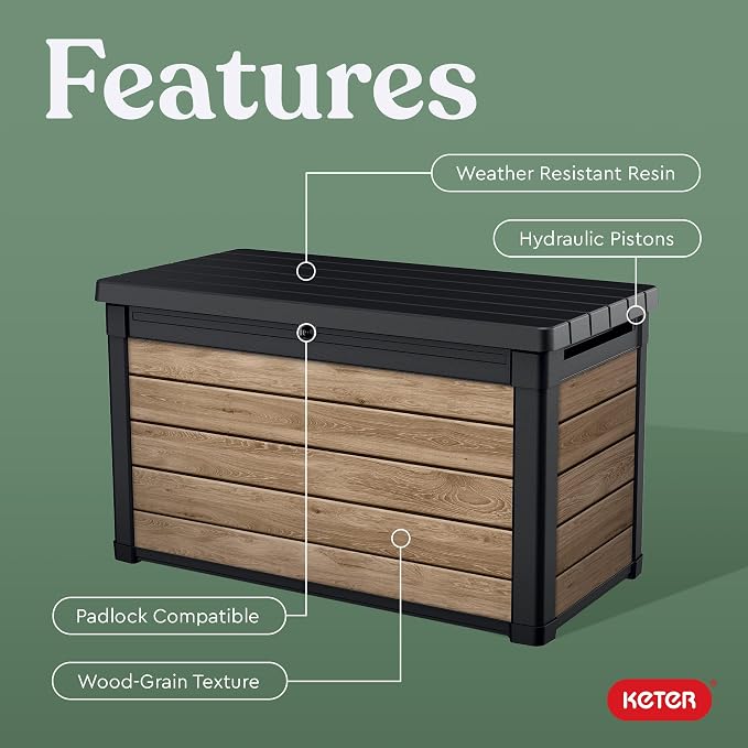 Keter Signature Collection 100 Gallon Resin Deck Box Organization Box and - Image 4