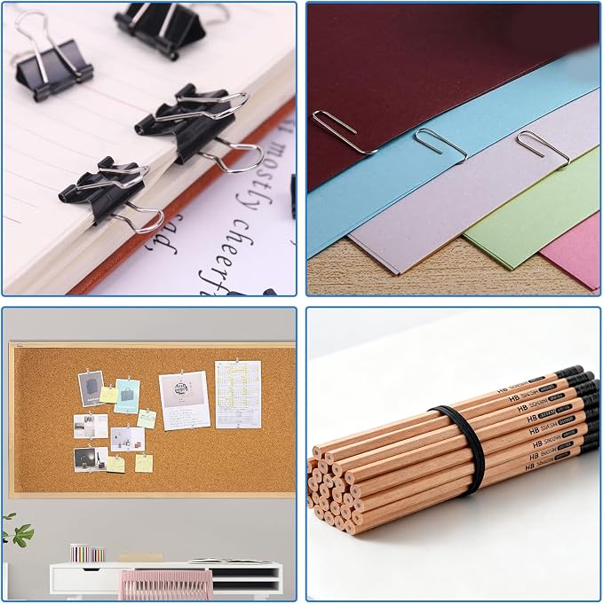 500 PCS Paper Binder and Clips Assorted Sizes Set, Office Supplies - Image 6