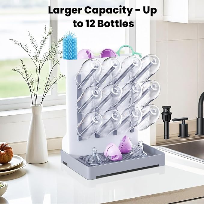 Baby Bottle Drying Rack: Vertical Space Saving Large Bottles Holder - Image 2
