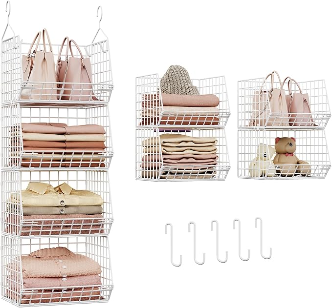 X-cosrack 4 Tier Closet Hanging Organizer, Foldable Closet Shelving by X-cosrack