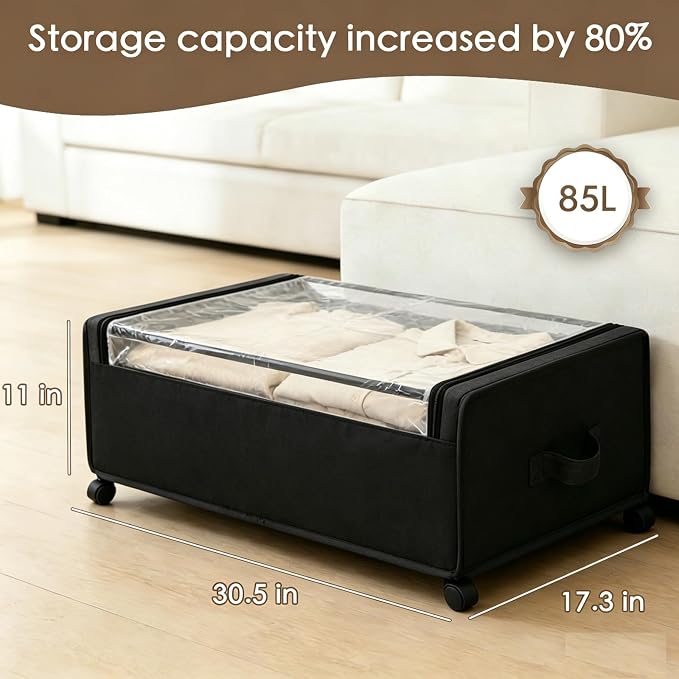 Under Bed Storage with Wheels, Underbed Storage Bins, XXXL 85L 11 inches - Image 5