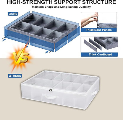2 pc Sturdy Under Bed Shoe Storage Organizer, Underbed Shoes Closet Storage - Image 4