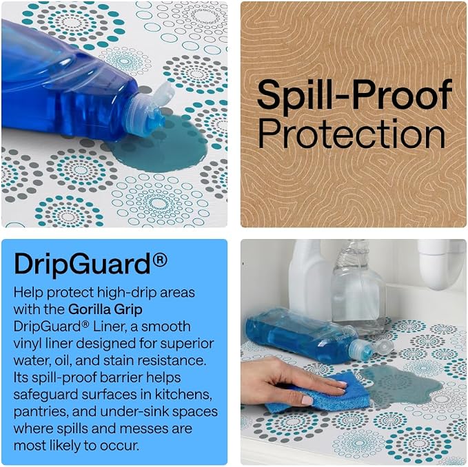 GORILLA GRIP DripGuard Shelf Liner, Non-Adhesive Drawer and Kitchen Cabinet - Image 3