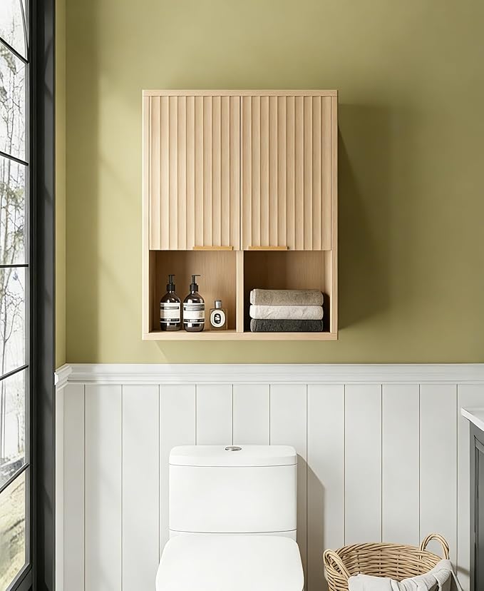 HAIOOU Fluted Bathroom Wall Cabinet - Image 2