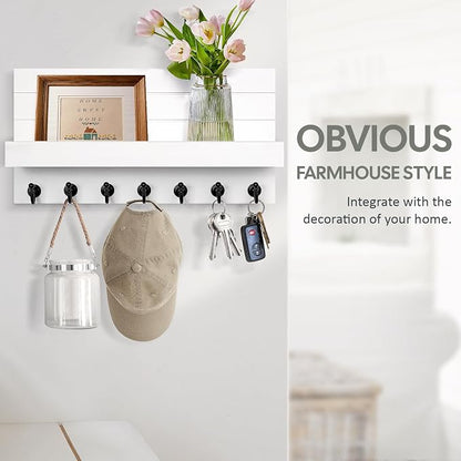 HONJIN Key Holder for Wall: Upgraded 7 Sturdy Key Hooks Easy Installation Mail - Image 4
