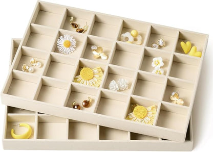 pickpiff Drawer Jewelry Organizer & Display Trays: 2pcs 24grid Velvet Stackable - Image 9