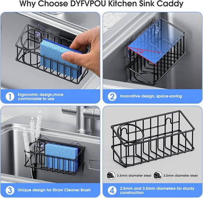Kitchen Sink Organizer, Strong Adhesive Mount Detachable Sponge Holder - Image 3