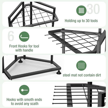 Garden Tool Organizer for Corner, Metal Yard Tool Organizer for Long-Handled - Image 3
