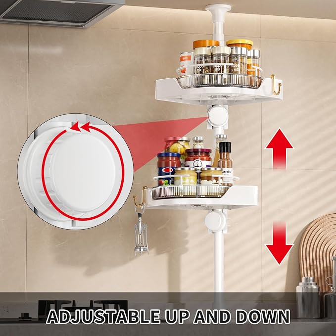 Standing Spice Rack Organizer, Counter Corner Double Tier Lazy Susan, Height - Image 4