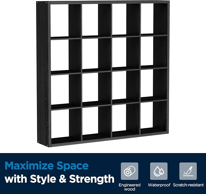 16-Cube Storage Organizer Bookcase, Thick Frame Wood Grain Storage Shelf - Image 8