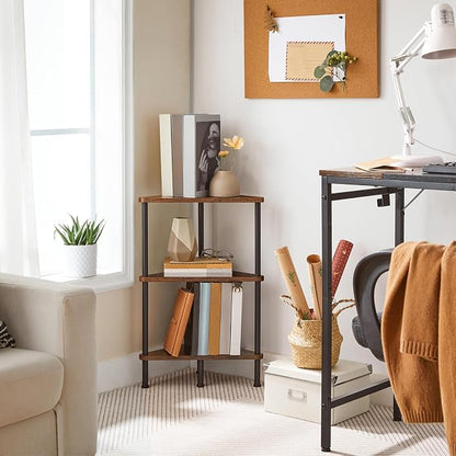 HOOBRO Corner Shelf Stand, Industrial 3-Tier Corner Bookshelf - Image 8