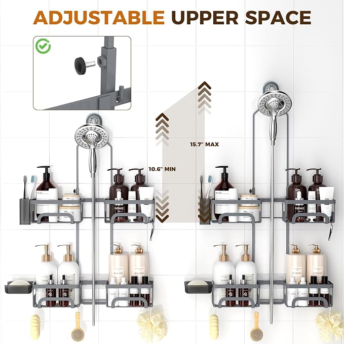 REINHARDT Adjustable Shower Caddy Hanging Split Shower Caddy - Image 2