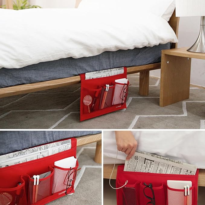Bedside Storage Organizer with 4 Pockets, Bedside Caddy, Remote Control Holder - Image 4
