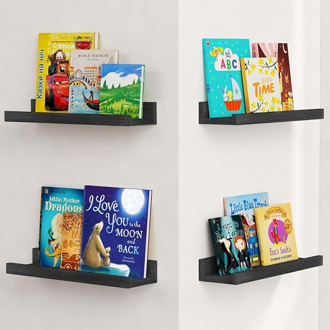 Forbena Black Picture Ledge Shelf, Floating Shelves - Image 9