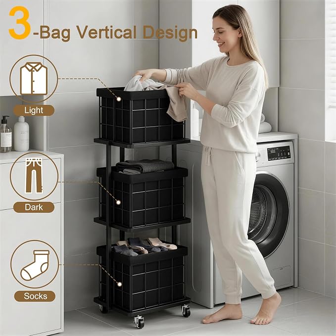 120L Vertical Rolling Laundry Hamper - Image 5