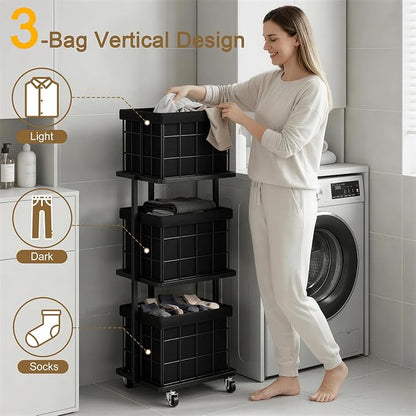 120L Vertical Rolling Laundry Hamper - Image 5