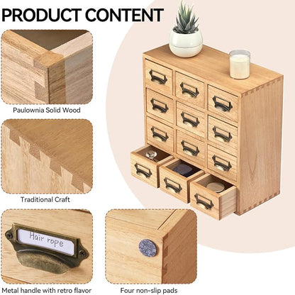 KIRIGEN Wooden Storage Cabinet, 12-Drawer Desktop Organizer Natural 12CG-NA | - Image 5