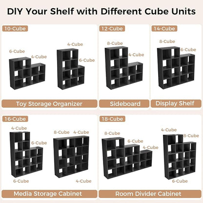 LUCKLIFE 9-Cube Storage Organizer, Stackable Modular Bookcase Shelf - Image 6