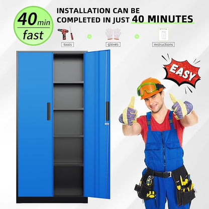 INTERGREAT Metal Storage Cabinet, Tall Metal Cabinet - Image 6