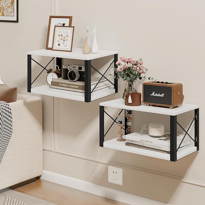 Homode Floating Night Stand, Modern Bedside Shelf Wall Mount, Wood Hanging - Image 4