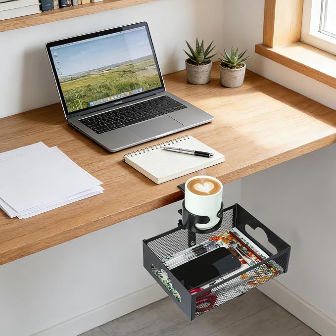 MYITYARD Desk Cup Holder Clamp, Anti-Spill Clip On Table Cup Holder - Image 8