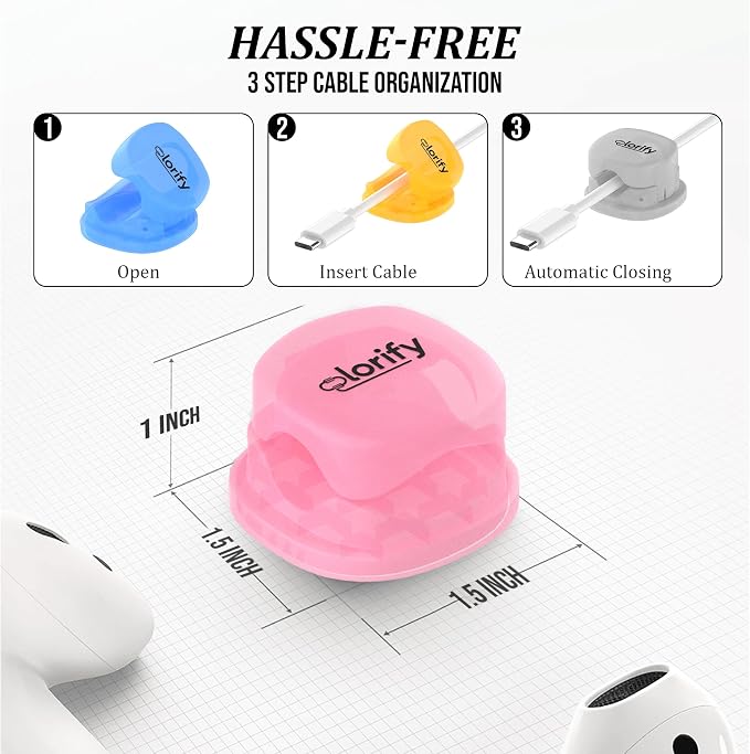 Spring Cable Clips 8-Pack Adhesive Cord Holders - Image 3