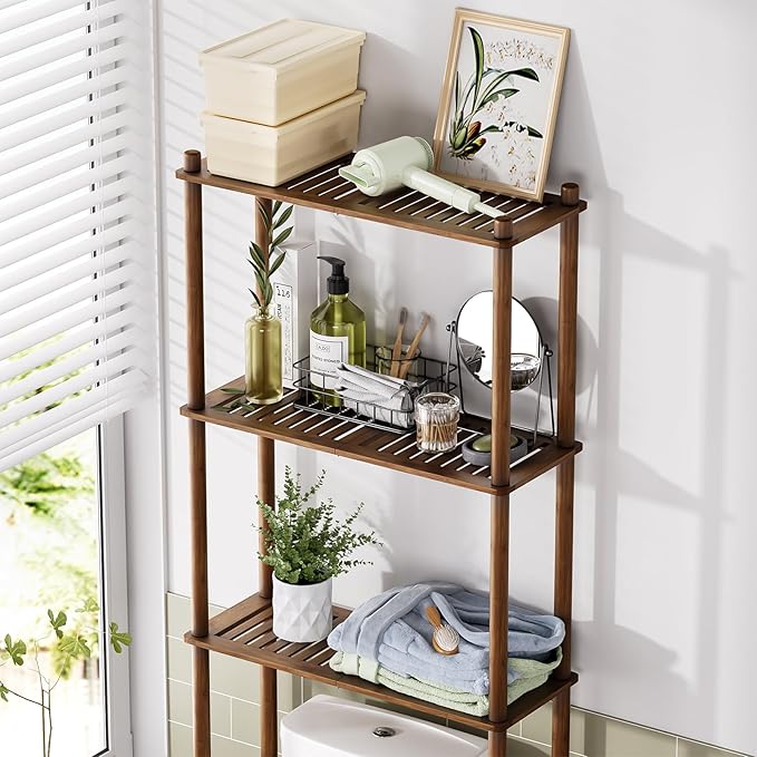 AmazerBath Bamboo Over The Toilet Storage Shelf, 3-Tier Over Toilet Bathroom - Image 3