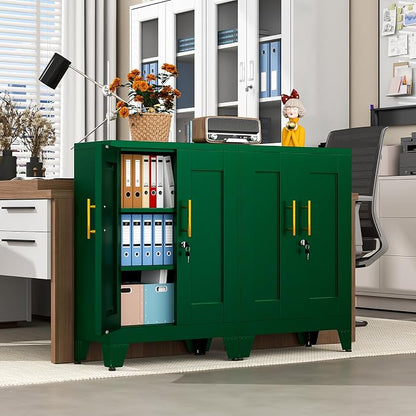 pozdeg 35.43" Lockable Metal Storage Cabinet, Steel Locker File Cabinet - Image 2
