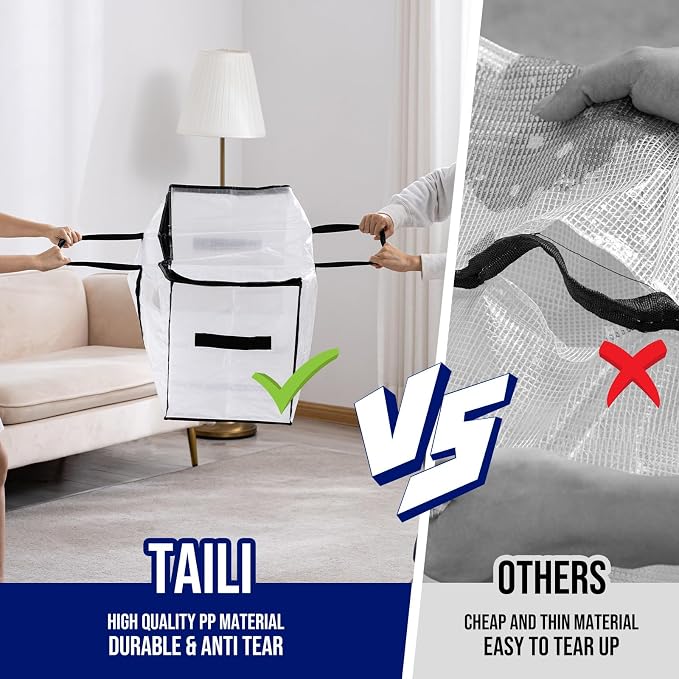 TAILI Extra Large Moving Bags, 6 Pack Clear Heavy Duty Totes - Image 5